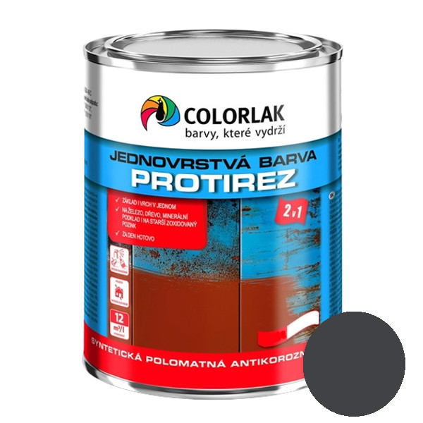 Фарба COLORLAK PROTIREZ S2015, антикорозійна, semi-gloss, антрацит, RAL7016, 2,5 л