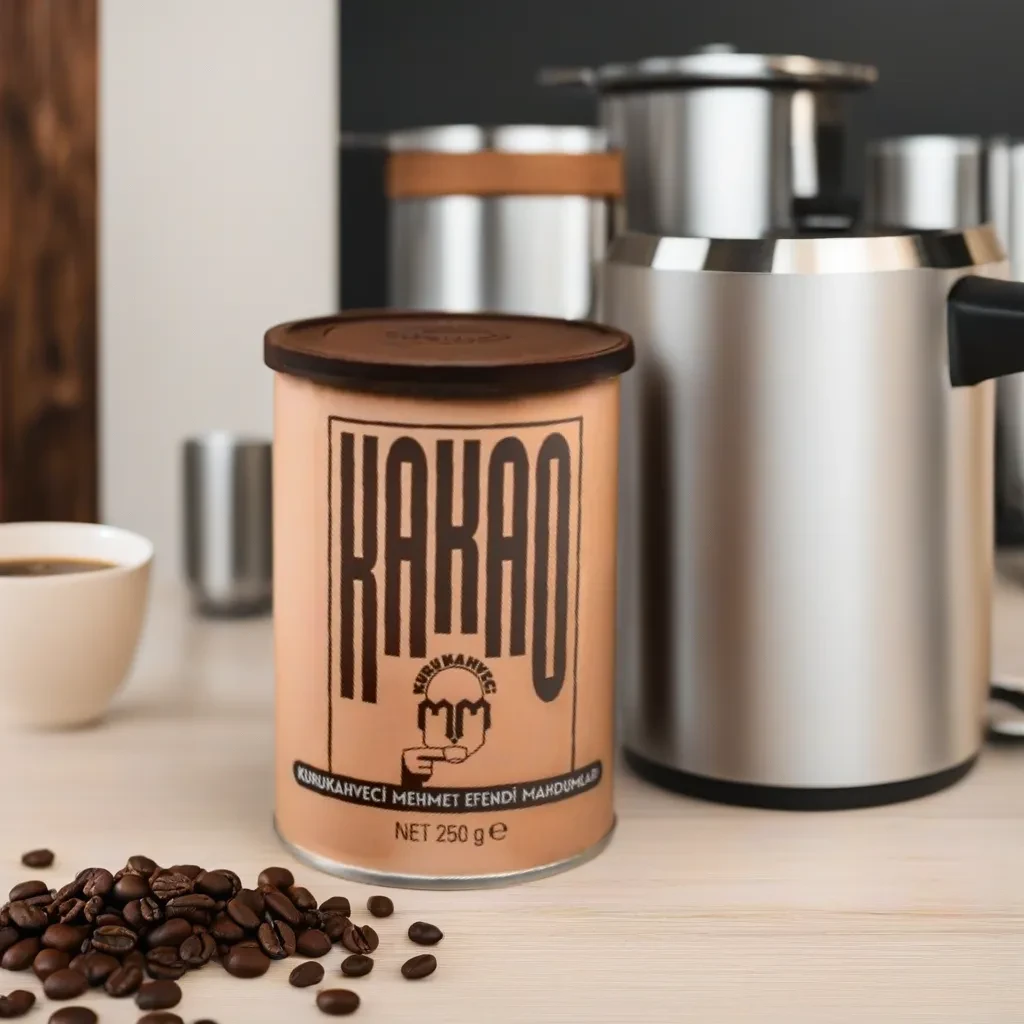 Какао-порошок натуральний, алкалізованний какао від Mehmet Efendi Жерстяна банка 250 гр Grida, фото 1