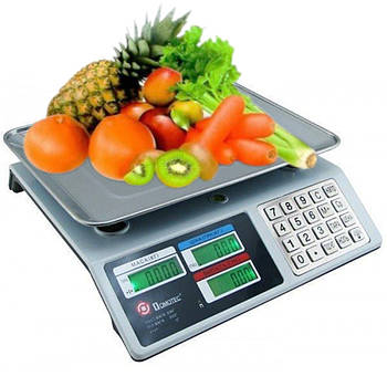 Електронні торгові ваги до 50 кг, MS-982S / Настільні ваги з лічильником ціни та металевими кнопками
