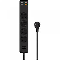 Фильтр сетевой удлинитель | 4P | 1C | 16A | 1.6m WiWU U01 PD20W EU Plug Black