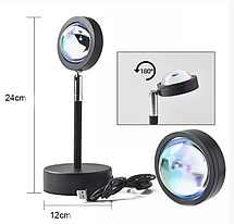 Проекційний світильник Sunset Lamp RGB ефект заходу сонця з пультом на штативі атмосферна кольорова лампа, фото 6