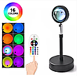 Проекційний світильник Sunset Lamp RGB ефект заходу сонця з пультом на штативі атмосферна кольорова лампа, фото 8