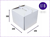 Коробки белые самосборные с плоской ручкой для тортов куличей пряничных домиков 45*45*30 см mag618