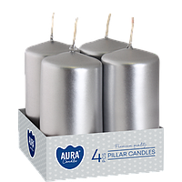 Набір свічок 4 шт. циліндр Срібний металік (sw40/80-271)  HS