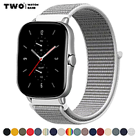 Ремінець для Xiaomi Amazfit GTS 2 / GTS 2e / GTS 2 Mini нейлоновий Сірий з білим