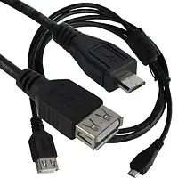Шнур комп'ютерний TCOM, гніздо USB А - штекер miсroUSB 5pin, mobile, Vers-2.0, Ø4.5мм, 1.5м