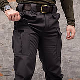 Штани тактичні 8 кишень Grifon Shark Soft shell (black) на флісі, фото 4
