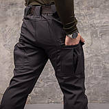 Штани тактичні 8 кишень Grifon Shark Soft shell (black) на флісі, фото 5