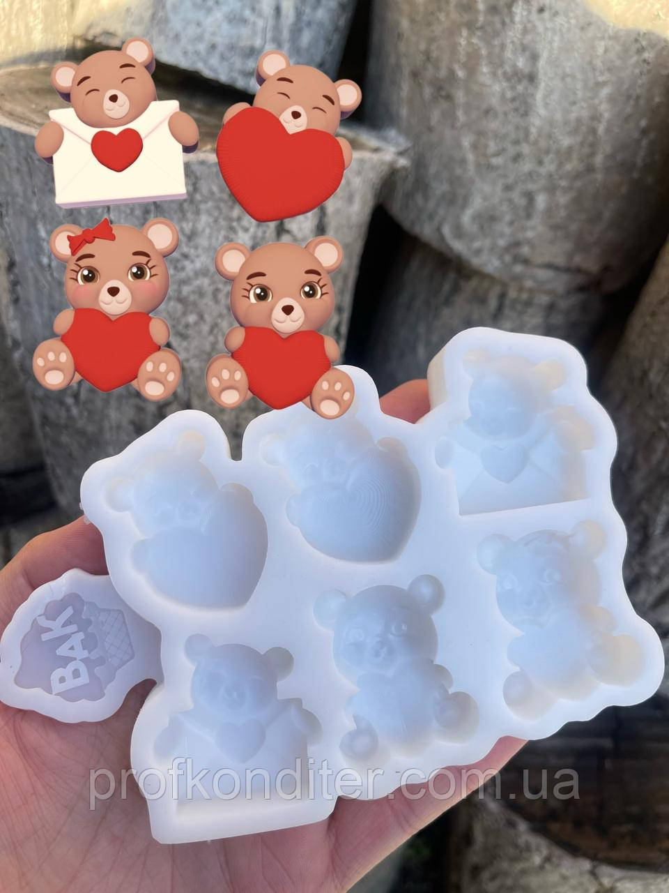 Ексклюзив! Силіконовий молд для шоколаду, карамелі та ін "Цукерки - закохані ведмежата", фото 1