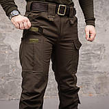 Штани тактичні 8 кишень Grifon Shark Soft shell  (хакі) на флісі, фото 6