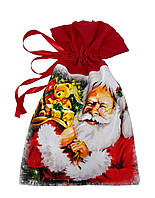 Новогодний мешок для подарков "Санта с подарками" 20*30