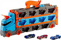Вантажівка-транспортер Автовоз Mattel "Супер гонки" Hot Wheels голуба