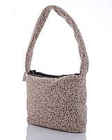 Женская меховая сумка, меховая сумочка кросс боди «Кико» серая Кофейный