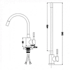 Змішувач для кухні VENTA VA3008-Black з гнучким гусаком (картридж 35 мм) Нержавіюча сталь, фото 2