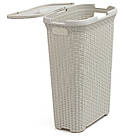 Кошик для білизни пластиковий та з кришкою "Natural Style" 40л кремовий (00709), фото 3