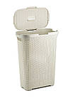 Кошик для білизни пластиковий та з кришкою "Natural Style" 40л кремовий (00709), фото 4