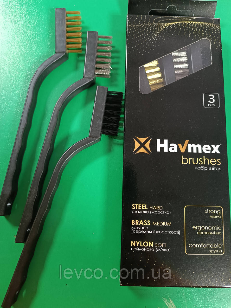 НАБІР 3 ШТ ЩІТОК ЛАТУННИХ ДЛЯ МИТТЯ ІНСТРУМЕНТІВ Havnex, (СТАЛЕВА, ЛАТУННА ,НЕЙЛОНОВА)ПОЛЬЩА, фото 1