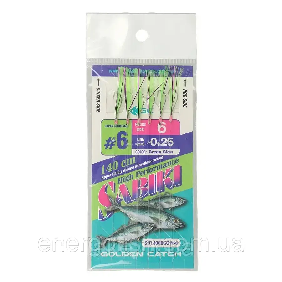 Снасть морська Самодур GC SB14006YG 6 гачків №6, фото 1