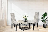 Жакардові чохли на стільці (6 шт) Kayra Roza без спідниці колір ванільний