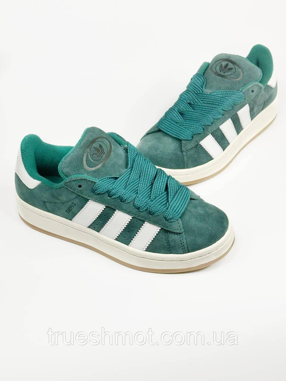 Женские кеды Adidas Campus Dark Green White - фото 1 - id-p2031765145