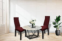 Жакардові чохли на стільці (6 шт) Kayra Roza без спідниці колір бордовий