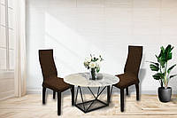 Жакардові чохли на стільці (6 шт) Kayra Roza без спідниці колір коричневий