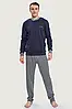 Чоловічий бавовняний костюм для дому однотонний джемпер та штани в смужку Enrico Coveri EP2129, фото 2