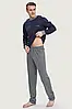 Чоловічий бавовняний костюм для дому однотонний джемпер та штани в смужку Enrico Coveri EP2129, фото 3