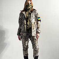 Тактический военный костюм женский/ Зимний пиксельный армейский костюм/ Форма на зиму для женщин Пиксель