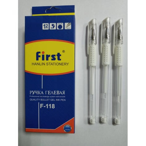 Ручка гель біла No118-1/009 First (12уп), фото 2