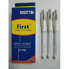 Ручка гель біла No118-1/009 First (12уп)