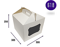 Коробки белые самосборные с окном для тортов куличей пряничных домиков 30*30*25 см mag618