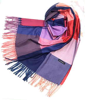 Теплий кашеміровий шарф палантин Карлайл клітина 180*65 см синій/бузковий, фото 2