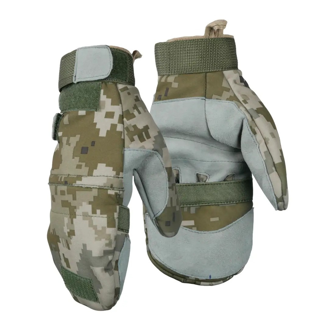 Тактичні зимові Рукавички Softshell піксель M | Рукавички з відкритими пальцями для військових