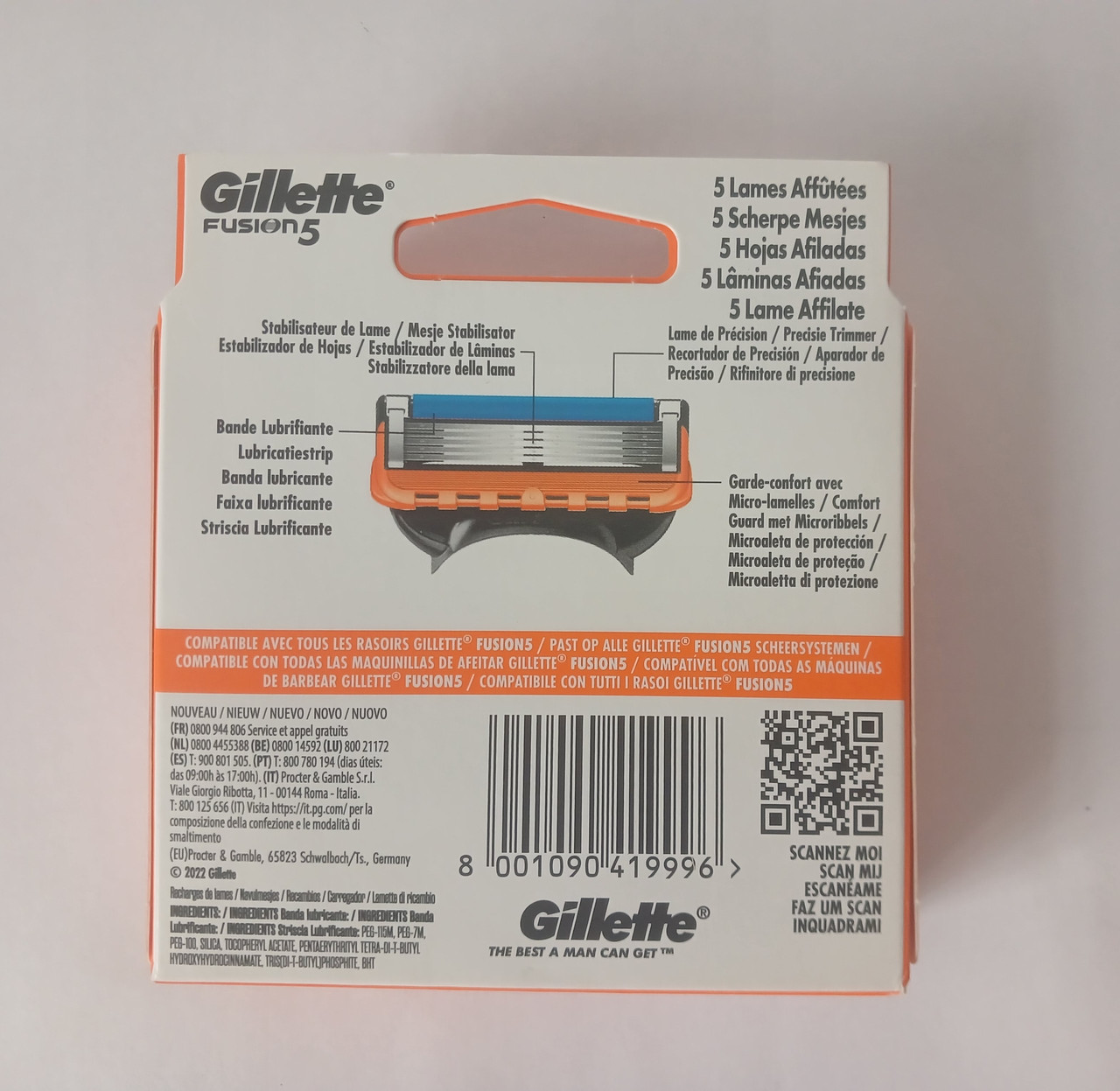 Кассеты мужские для бритья Gillette Fusion 5 - 6 шт. Новый диз. ( Жиллетт Фюжин 5 оригинал ) - фото 2 - id-p1190324594