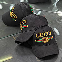 Мужская Кепка Gucci Черная С Вышитым Логотипом