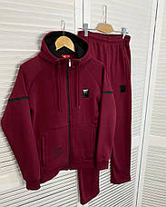 Чоловічий спортивний костюм Puma теплий спорт костюм на зиму бордовий S, фото 3