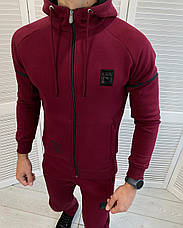Чоловічий спортивний костюм Puma теплий спорт костюм на зиму бордовий S, фото 2