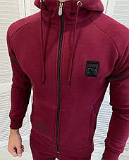 Чоловічий спортивний костюм Puma теплий спорт костюм на зиму бордовий S, фото 5
