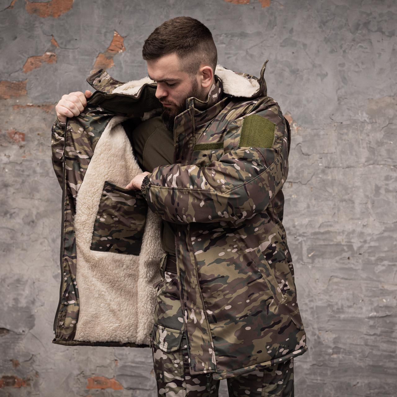 Куртка-бушлат Grifon Green ПМК-322 на хутрі Мультикам плащівка, фото 1