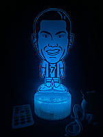 3d лампа карикатура Роналду, подарунок для любителів мемов та футболу, нічник, 7 кольорів, 4 режими та пульт