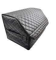 Саквояж-органайзер у багажник 700х300х300мм L Чорний шкірзам/чорний ромб/ручки/липучка "Автокомфорт"