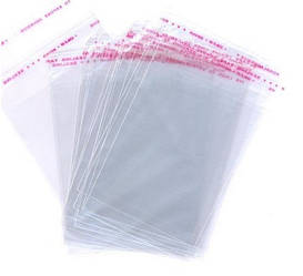 Упаковка поліетиленова прозора з клейкою стрічкою 10 см х 20 см, (ціна за 100 шт)