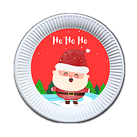 "Ho-Ho-Ho" красный - Тарелочки 18 см (8 шт)