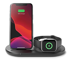 Бездротовий зарядний пристрій чорний Belkin Boost Up 3-in-1 Wireless Charger White (WIZ001VFWH) Apple