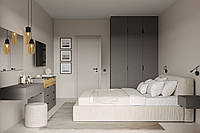 Современный модульный спальный гарнитур белый Сан Марино со шкафом 3д Графит