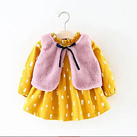 Дитяче тепле плаття з хутряною жилеткою