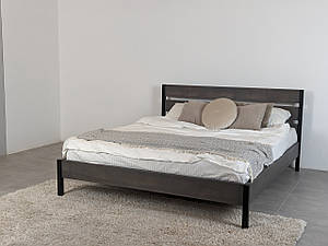 Ліжко двоспальне "Лофт 2" з натурального дерева 160х200 см, Графіт