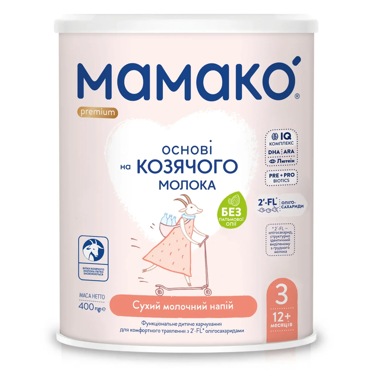Молочна суміш на козячому молоці Мамако 3 Premium 12+ міс, 400 г