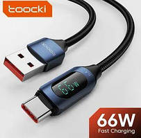 Кабель USB Type-C Toocki 60 W 6 A 2 м з дисплеєм, швидке заряджання, передавання даних